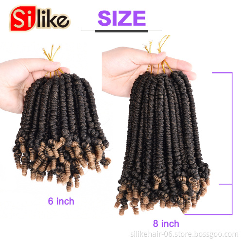 Silike Spring Twist Crochet Hair Braid For African Hair Extension 6-8inch Synthetic Short Passion Twist Braids Afro Kinky Bulk